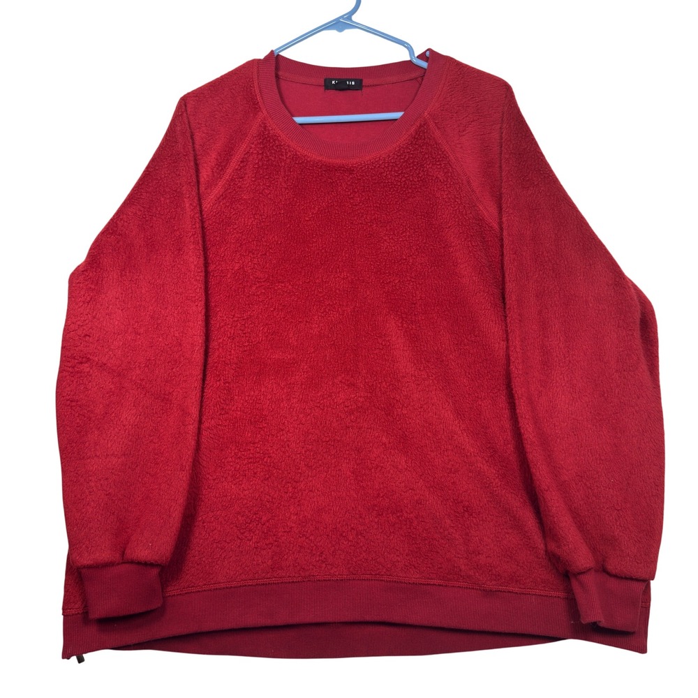 Kinesis Fleece Sweatshirt 1X Womens Side Zip Fluffy Rumba Red